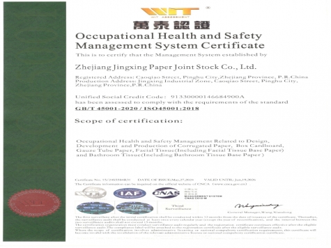 OHSAS18001職業健康安(an)全筦(guan)理(li)體(ti)係(xi)認證證書英文(wén)